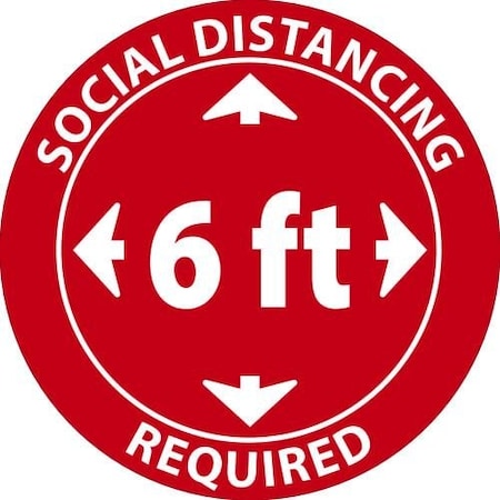 Nmc Safety Sign Label, SOCIAL DISTANCING REQUIRED 6 FT, Pressure Sensitive Vinyl Clear 0045, Clear, 5p ISO475CL